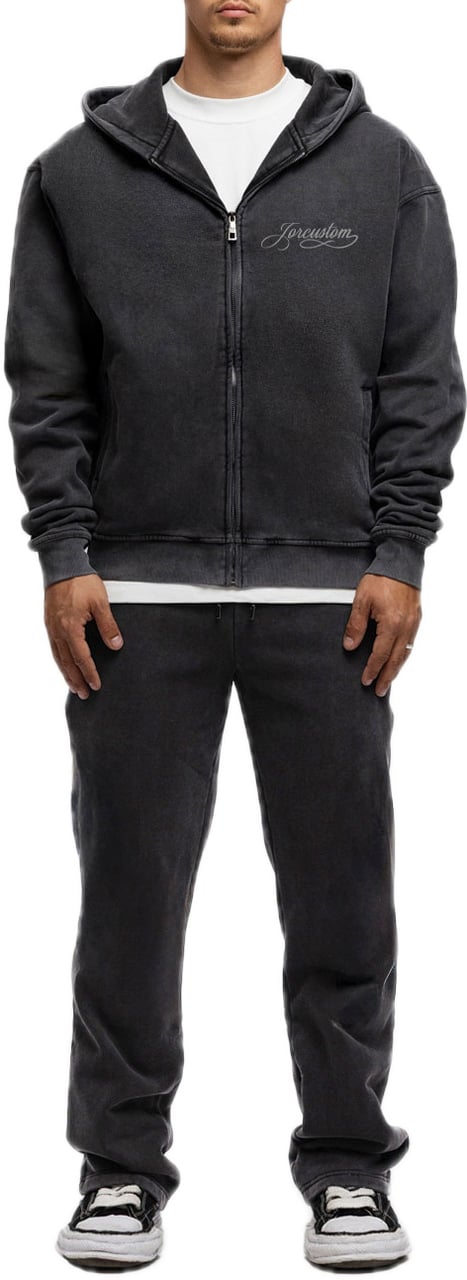 JORCUSTOM Handscript Fl Zip Hoodie AcidGrey Grijs