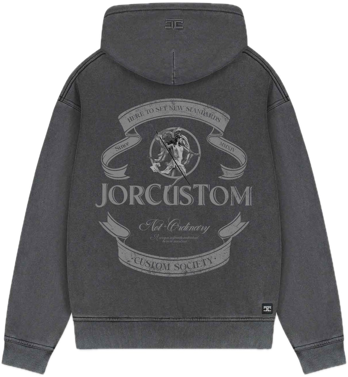 JORCUSTOM Ribbon Fl Zip Hoodie AcidGrey Grijs