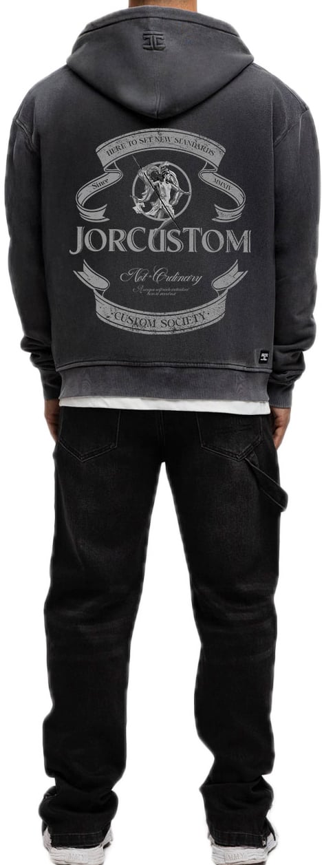 JORCUSTOM Ribbon Fl Zip Hoodie AcidGrey Grijs