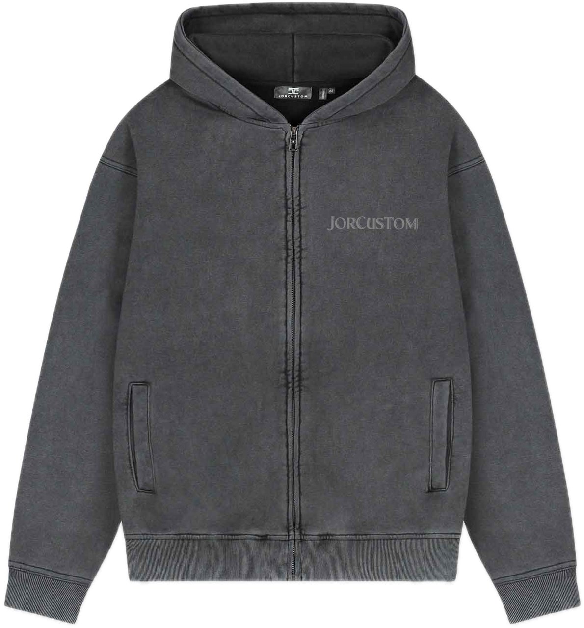 JORCUSTOM Ribbon Fl Zip Hoodie AcidGrey Grijs