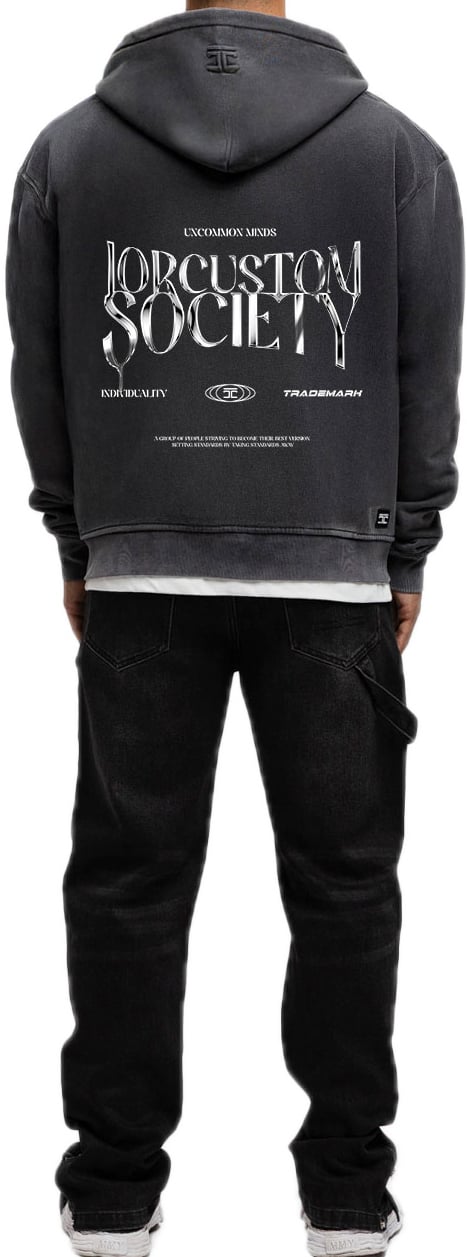JORCUSTOM UncommonMin Fl Zip Hoodie AcidGrey Grijs