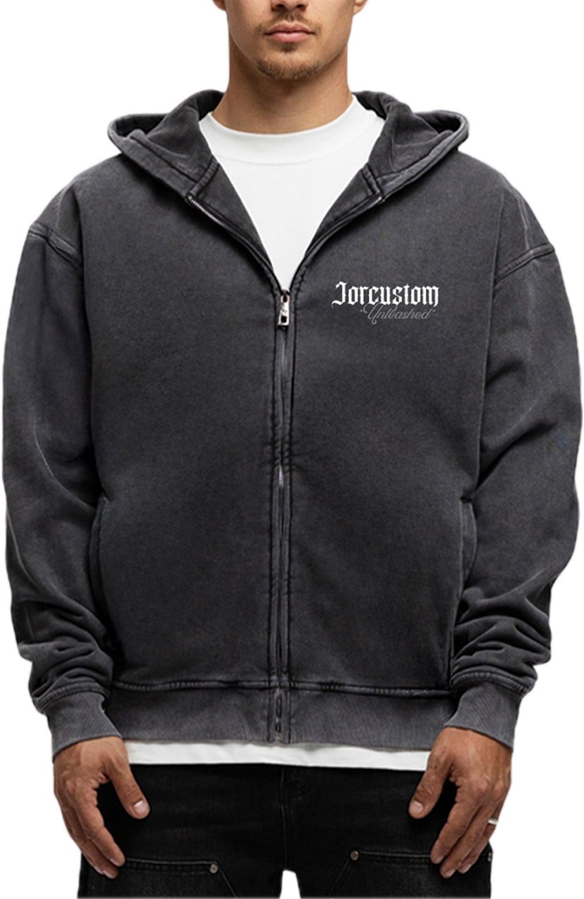 JORCUSTOM Unleashed Fl Zip Hoodie AcidGrey Grijs