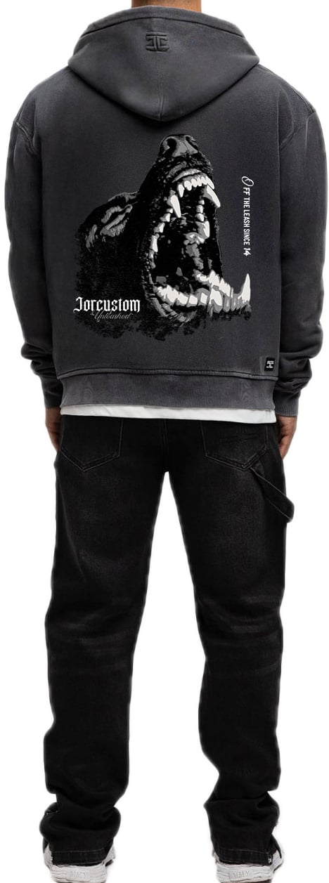 JORCUSTOM Unleashed Fl Zip Hoodie AcidGrey Grijs