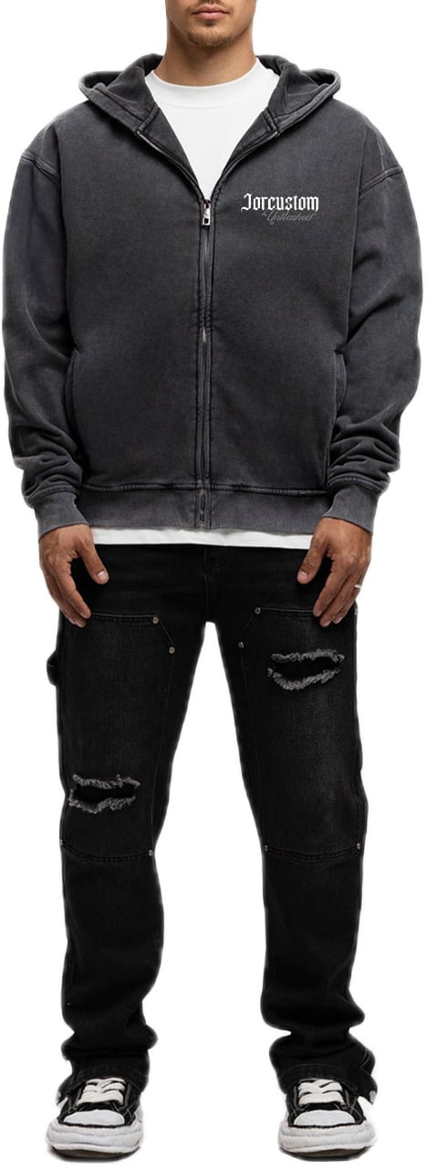 JORCUSTOM Unleashed Fl Zip Hoodie AcidGrey Grijs