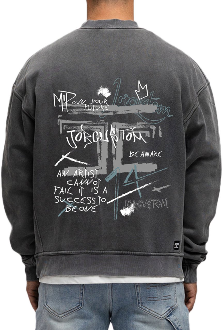 JORCUSTOM Artist Fl Sweater AcidGrey Grijs