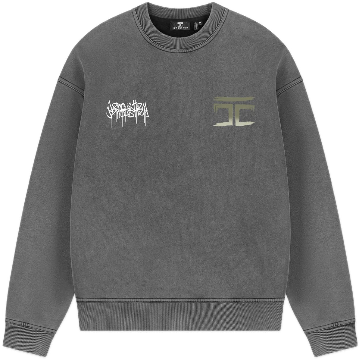 JORCUSTOM Graffiti Fl Sweater AcidGrey Grijs