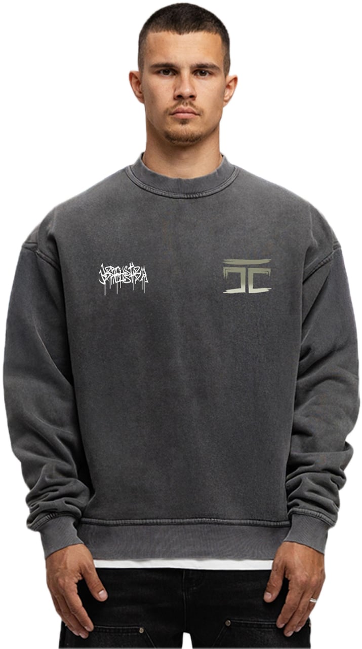 JORCUSTOM Graffiti Fl Sweater AcidGrey Grijs