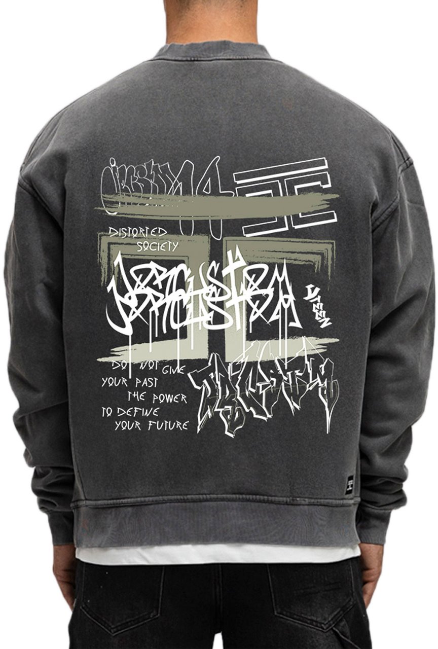 JORCUSTOM Graffiti Fl Sweater AcidGrey Grijs