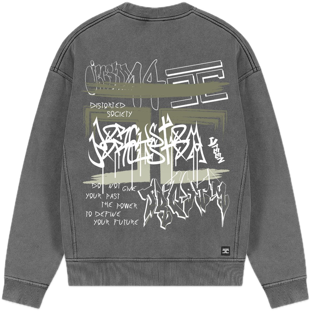 JORCUSTOM Graffiti Fl Sweater AcidGrey Grijs
