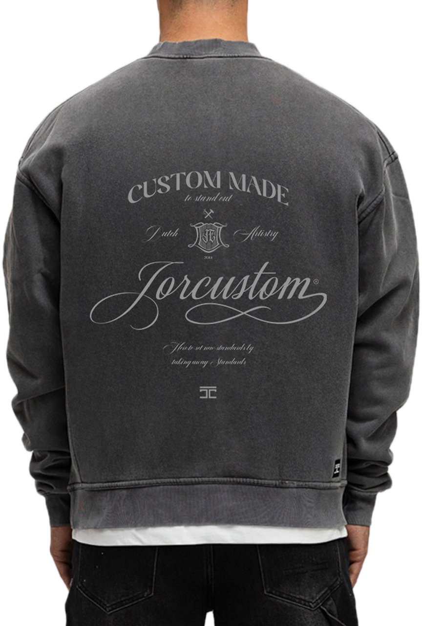 JORCUSTOM Handscript Fl Sweater AcidGrey Grijs