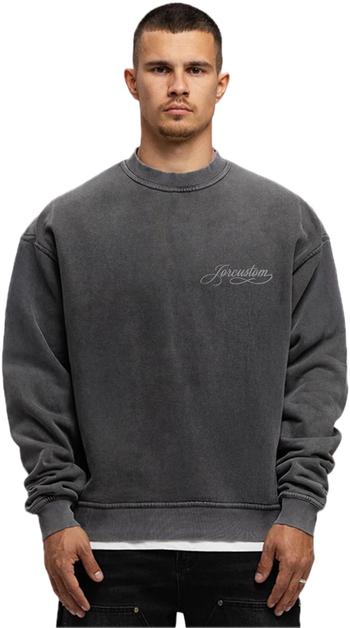 JORCUSTOM Handscript Fl Sweater AcidGrey Grijs