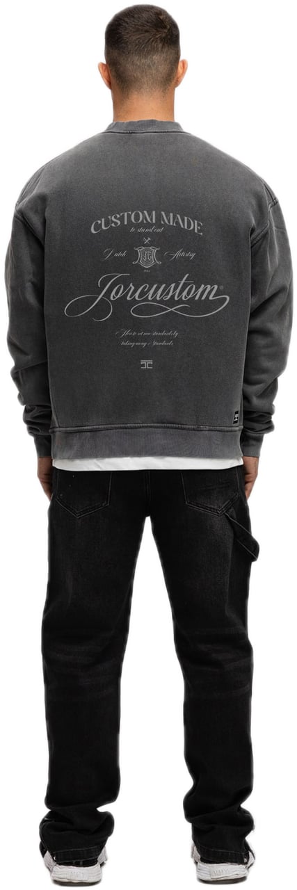 JORCUSTOM Handscript Fl Sweater AcidGrey Grijs