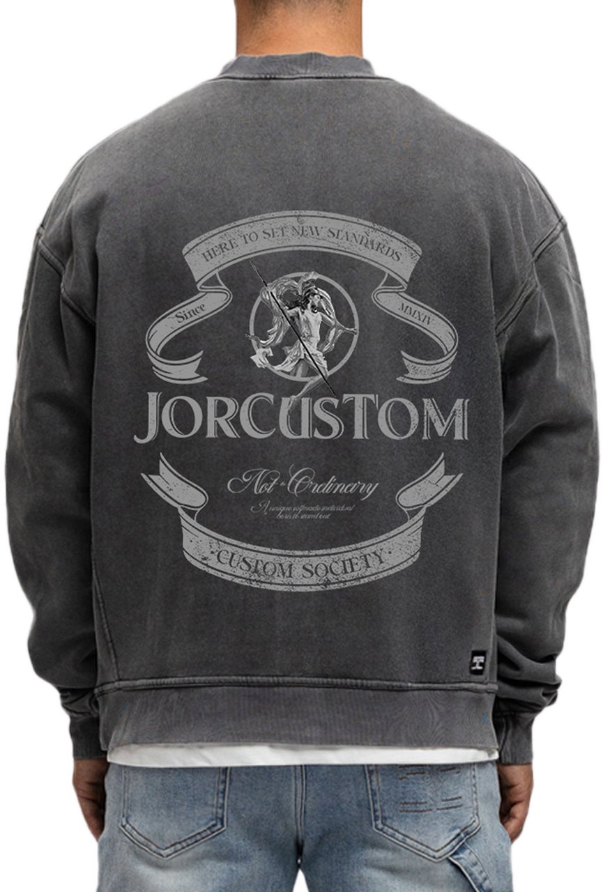 JORCUSTOM Ribbon Fl Sweater AcidGrey Grijs