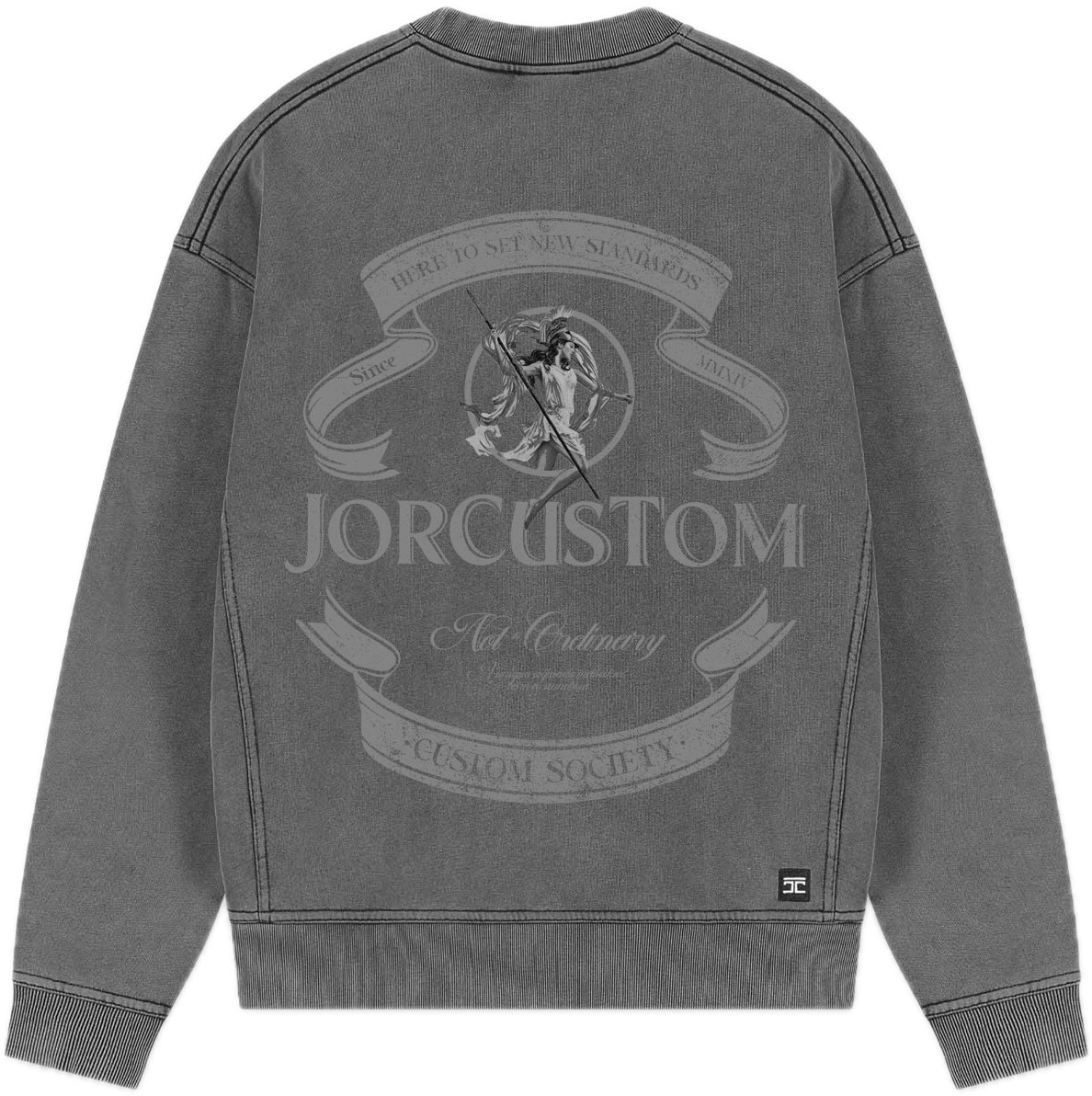 JORCUSTOM Ribbon Fl Sweater AcidGrey Grijs