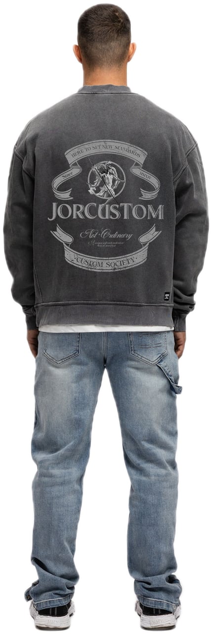 JORCUSTOM Ribbon Fl Sweater AcidGrey Grijs