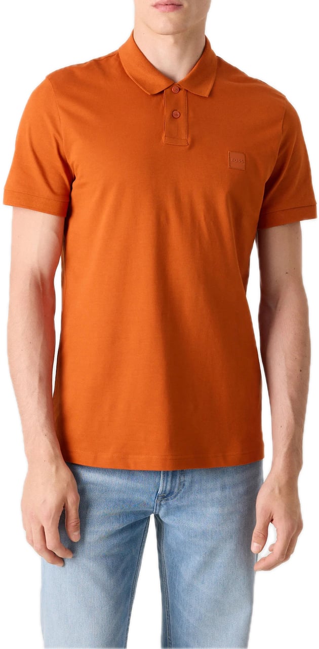 Boss Slim-fit polo met logopatch Oranje