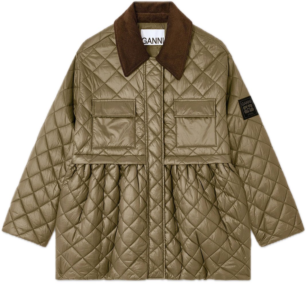 Ganni khaki jas Groen