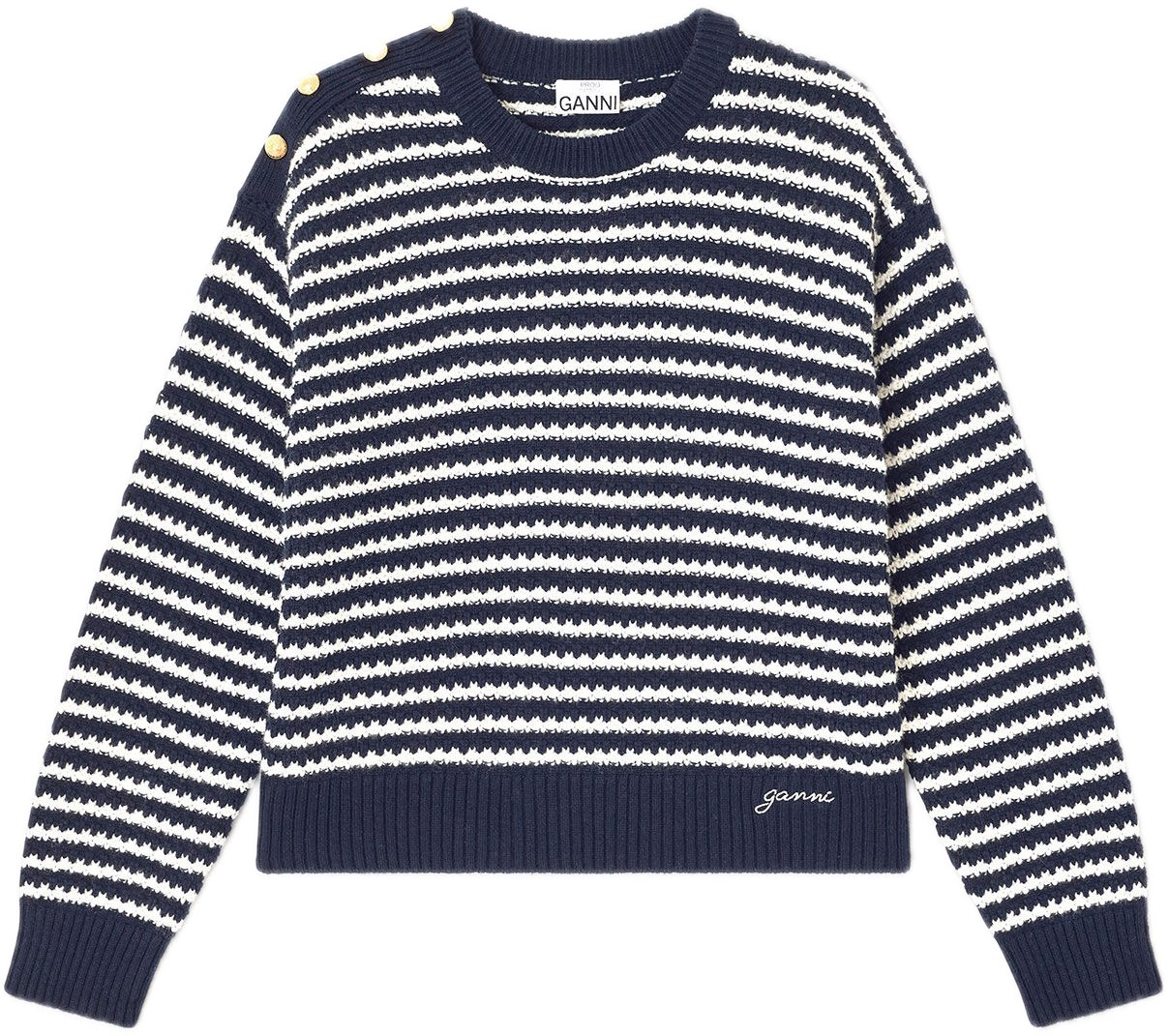 Ganni pull dik katoen streep Blauw