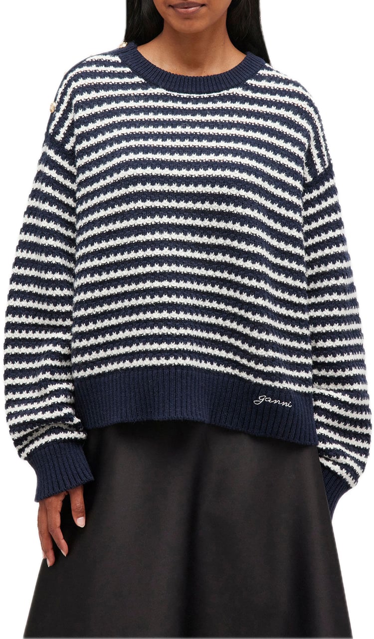 Ganni pull dik katoen streep Blauw
