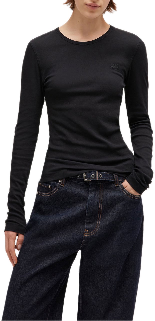 Ganni t-shirt zwart Zwart
