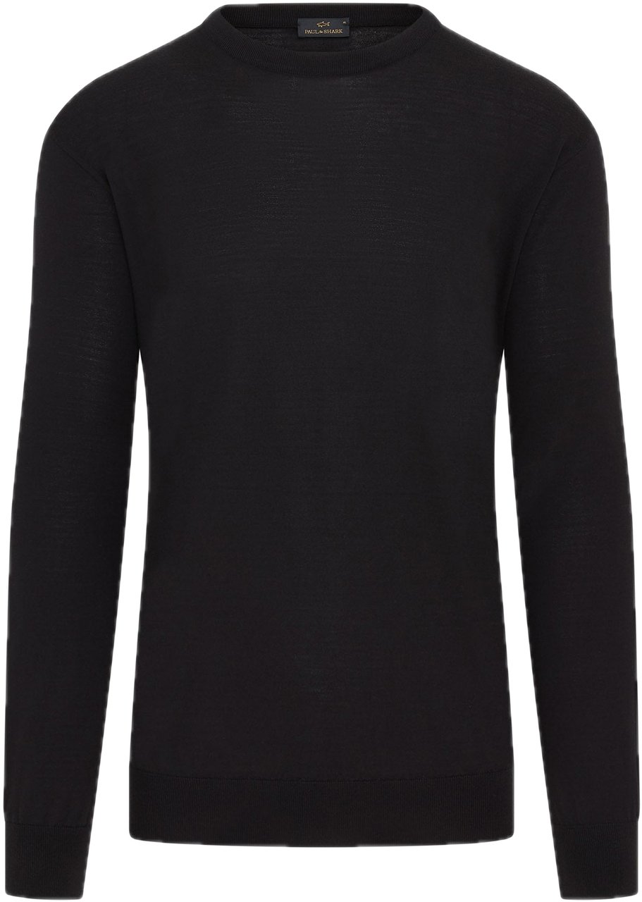 Paul & Shark Wool Crewneck Jumper black Zwart