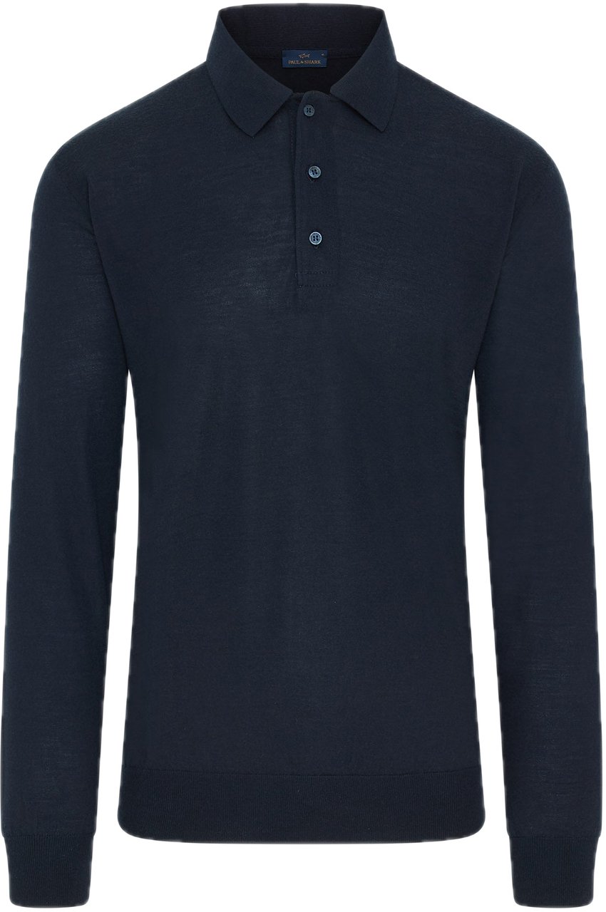Paul & Shark Ultrafine Wool Button Polo blue Blauw