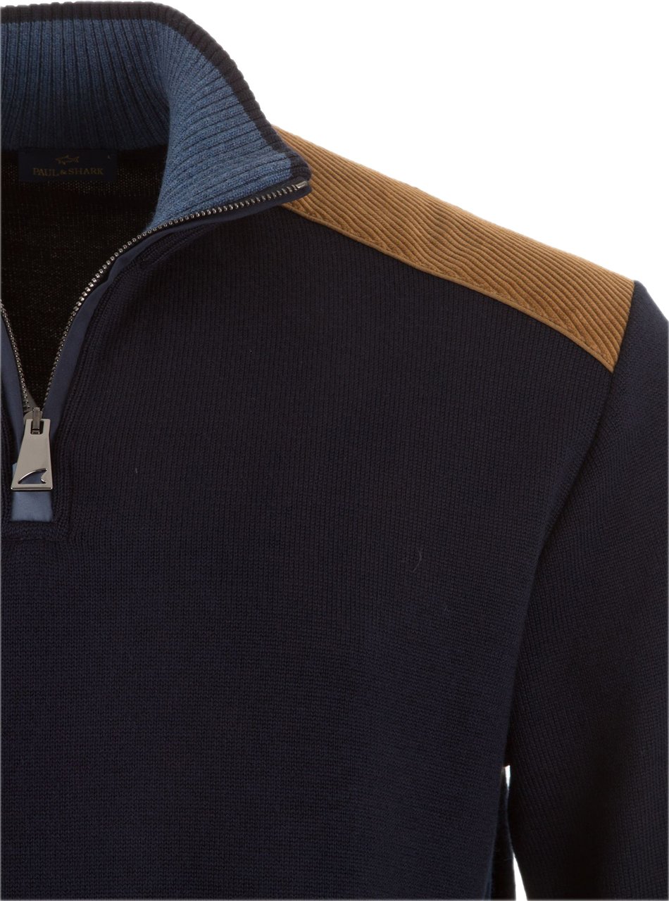 Paul & Shark Wool Half Zip Trui Blue Blauw