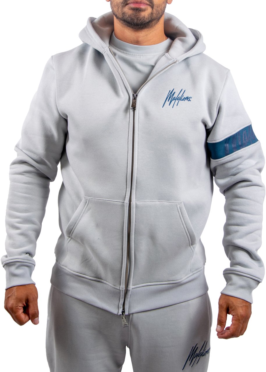 Malelions Malelions Men Captain Zip Hoodie Grijs