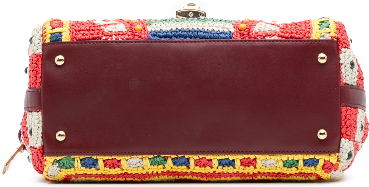 Dolce & Gabbana Raffia Crochet Sicilian Cart Miss Sicily Satchel Rood