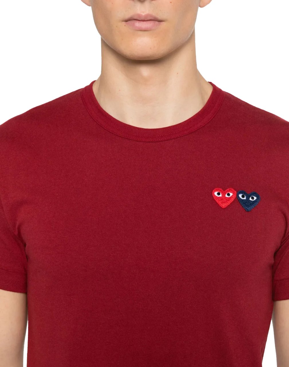 Comme des Garçons T-shirt Double Burgendy Emblem Burgundy Rood