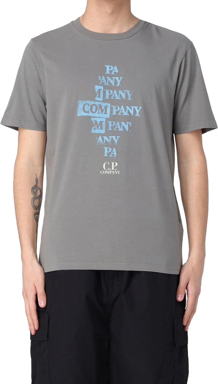 CP Company Jersey 24/1 Logo T-shirt Grijs