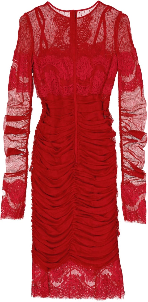 Dolce & Gabbana Dolce & Gabbana Lace Rouches Dress Rood