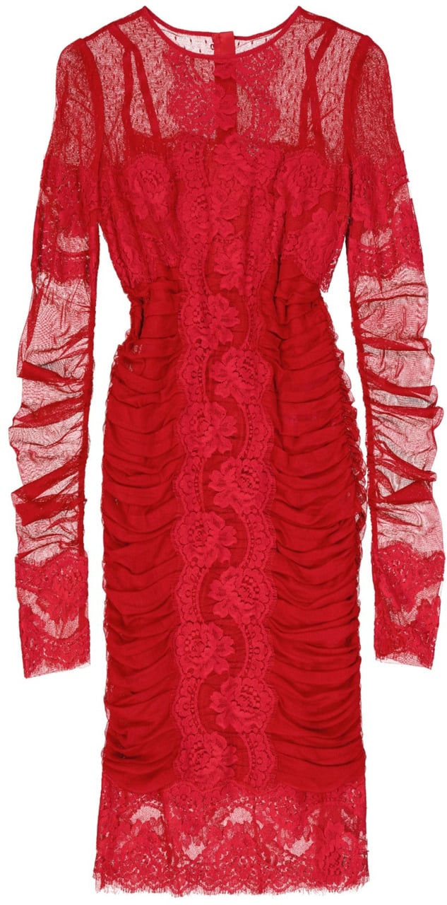 Dolce & Gabbana Dolce & Gabbana Lace Rouches Dress Rood