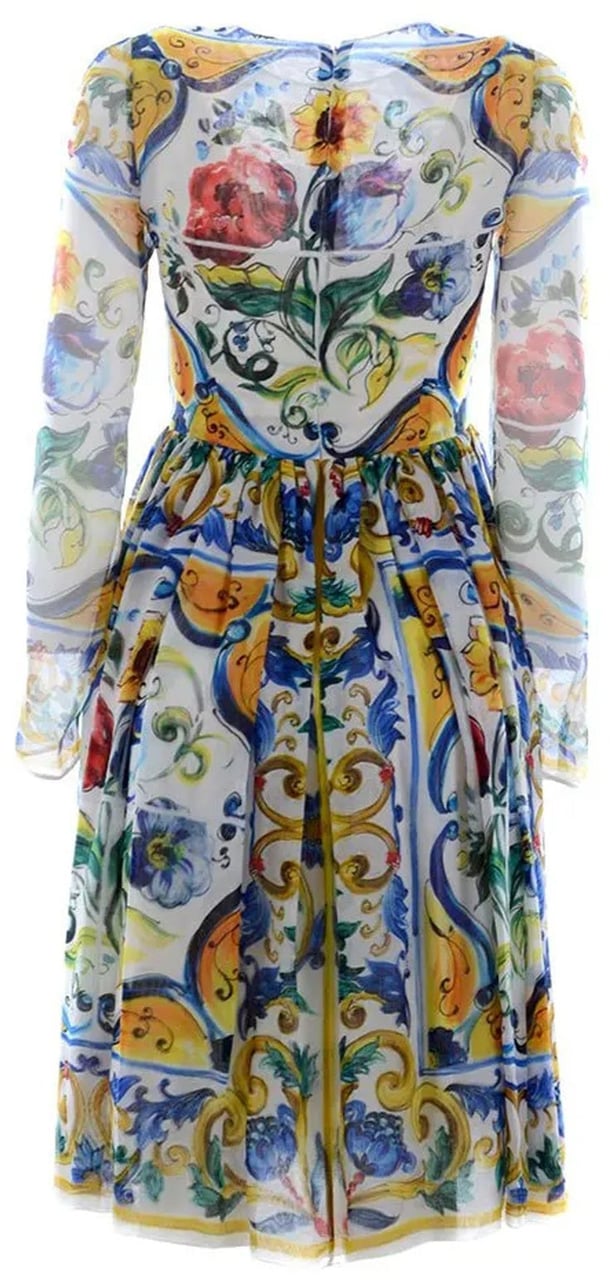 Dolce & Gabbana Dolce & Gabbana Silk Maiolica Dress Wit