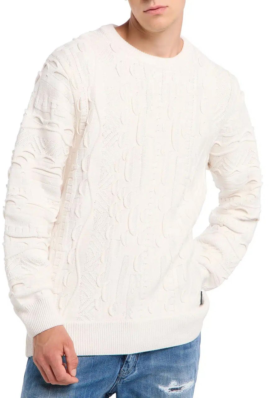 Carlo Colucci Knit Sweater Plain White Wit