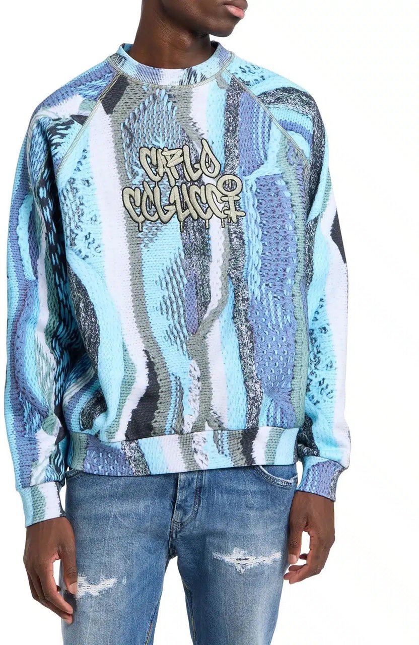 Carlo Colucci Zoom In Sweater Light Blue Blauw