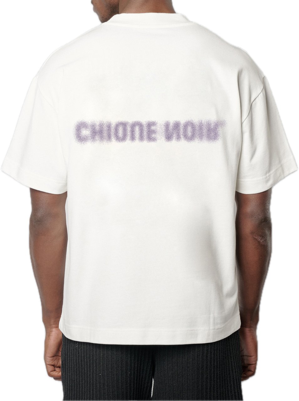 Chique Noir Blurry logo tee oat/plum Wit
