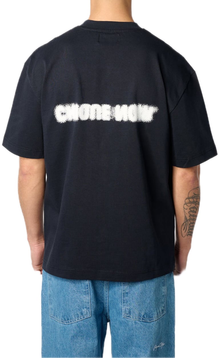 Chique Noir Blurry Logo tee navy Blauw