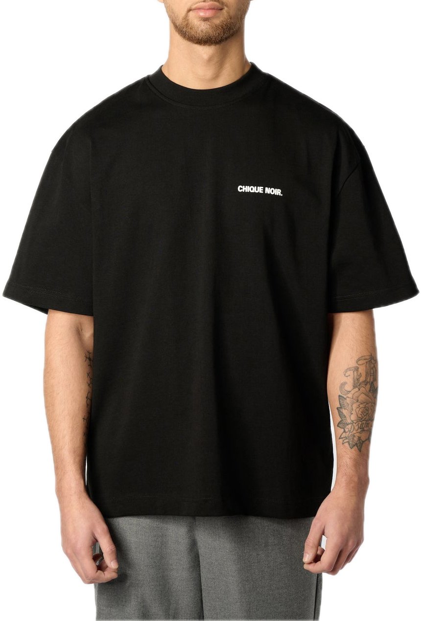 Chique Noir Blurry Logo tee black Zwart