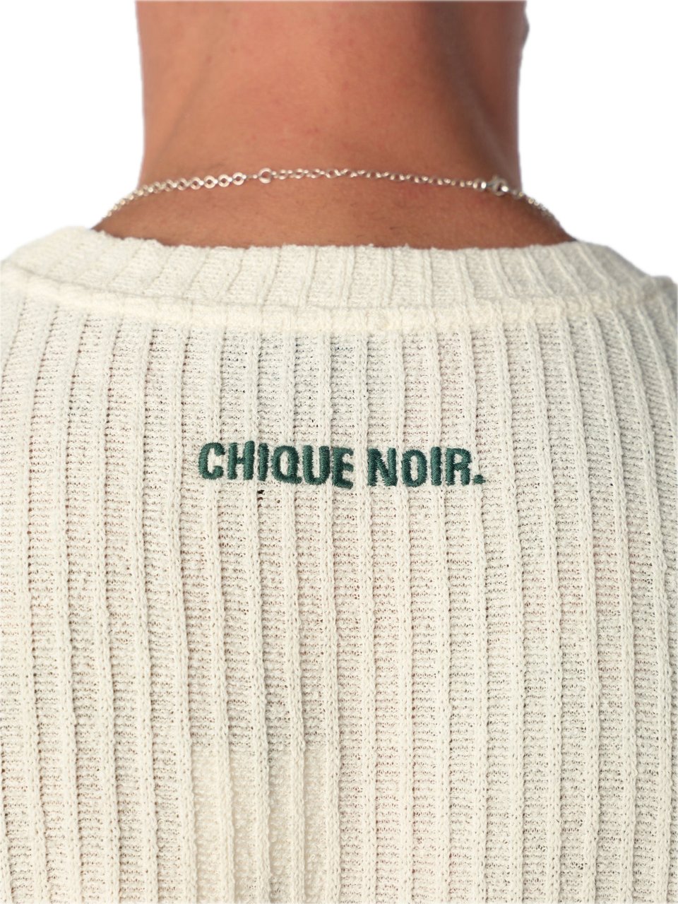 Chique Noir Knitted tee ecru/green Wit