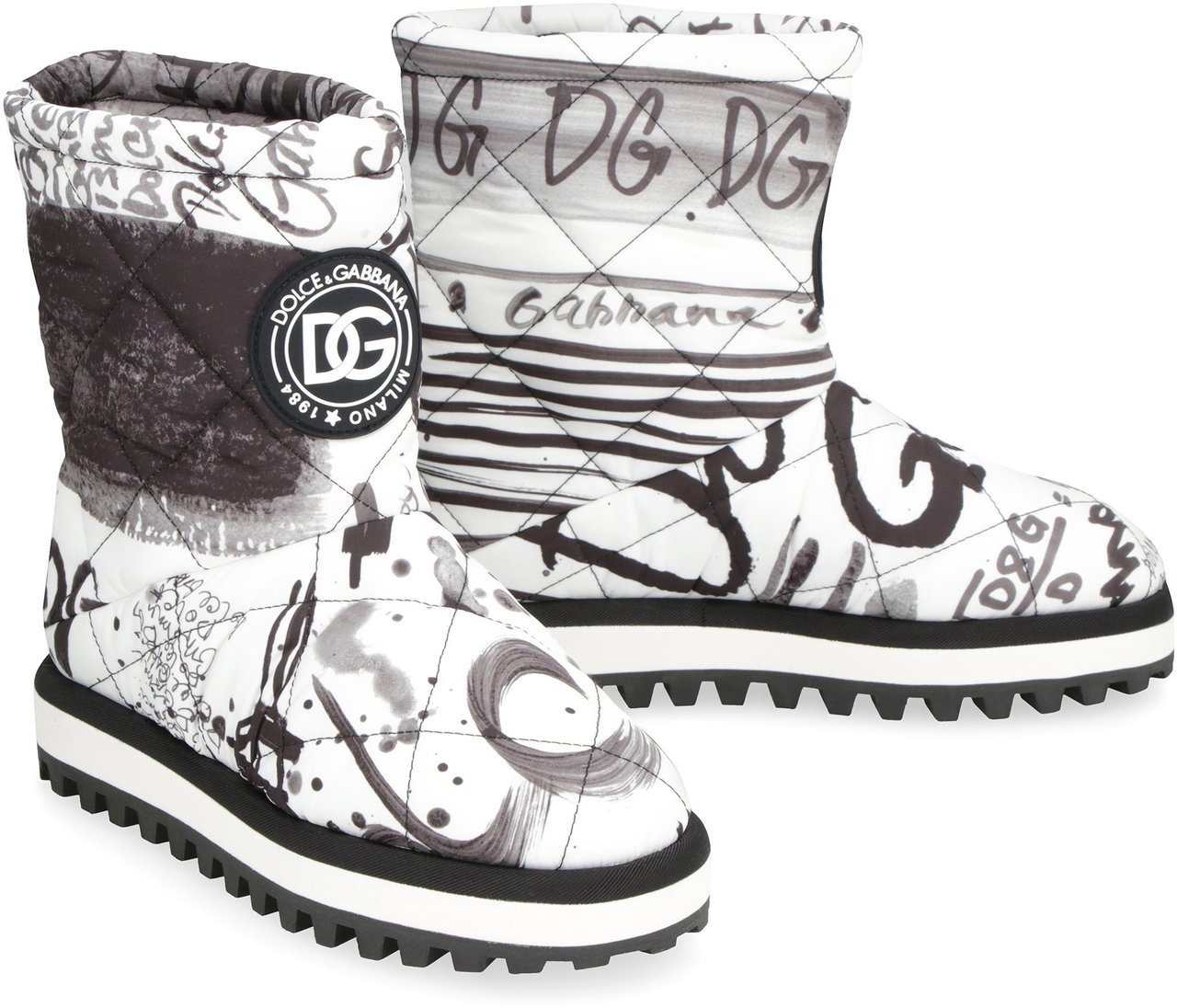 Dolce & Gabbana Printed nylon boots Zwart