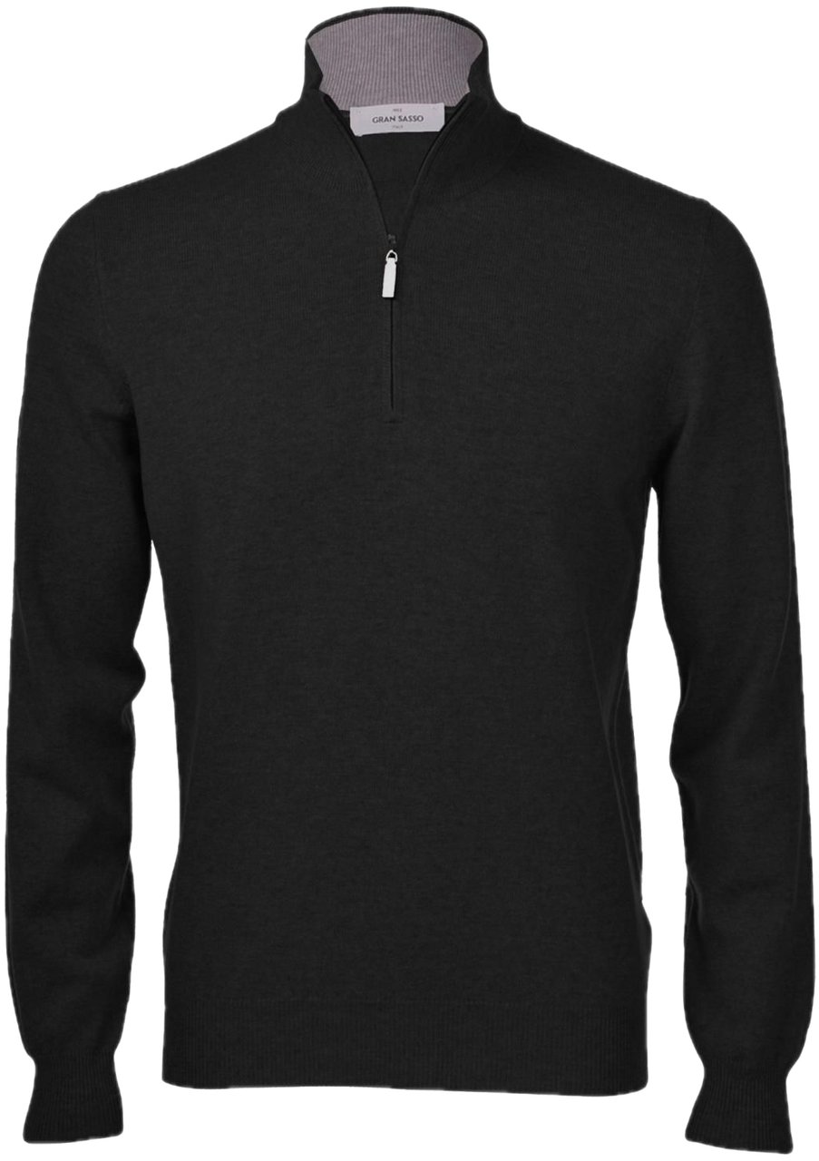 Gran Sasso Trui met rits zwart Zwart