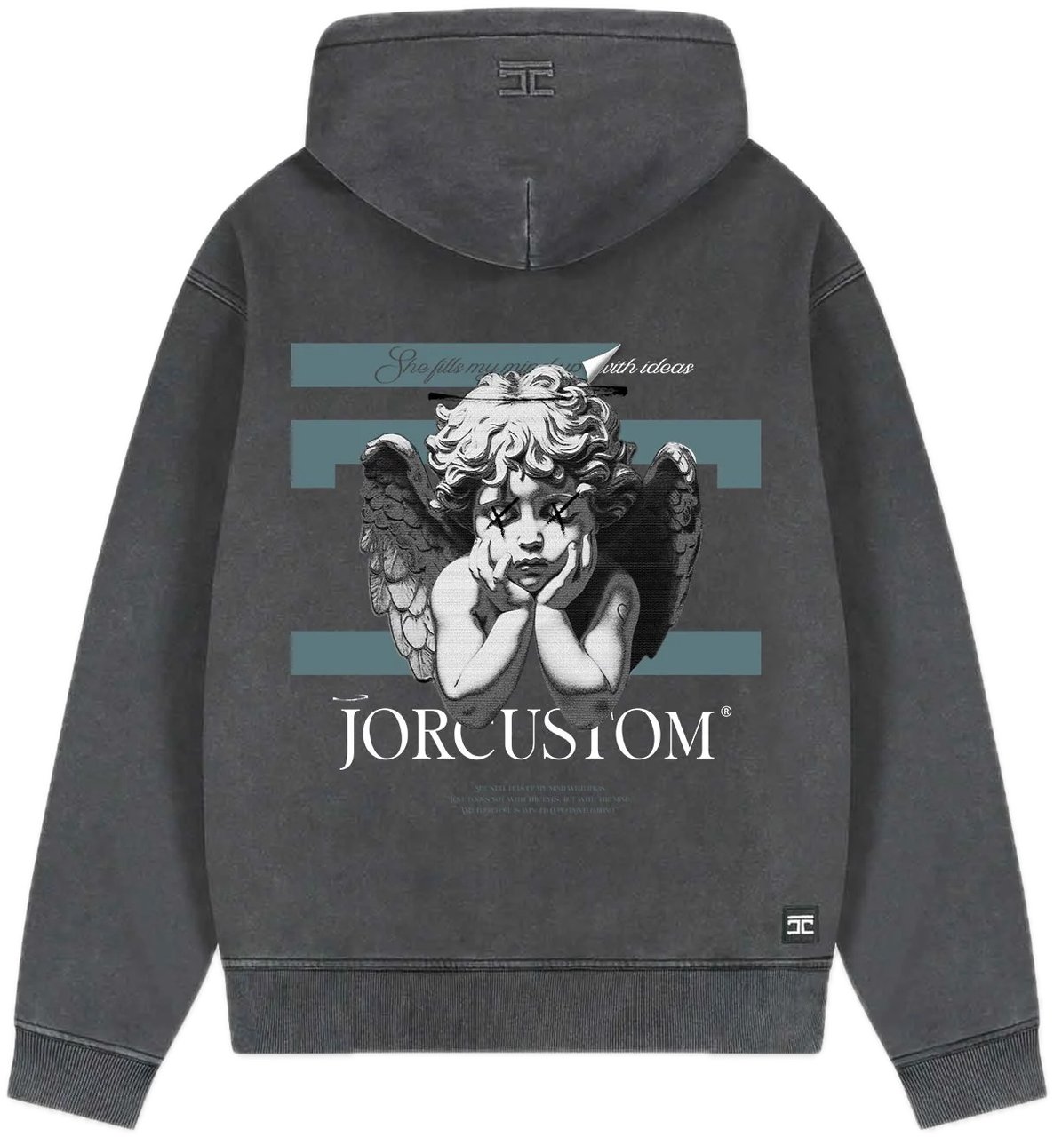 JORCUSTOM Angel2 0 Fleece Hoodie Acidgrey Grijs