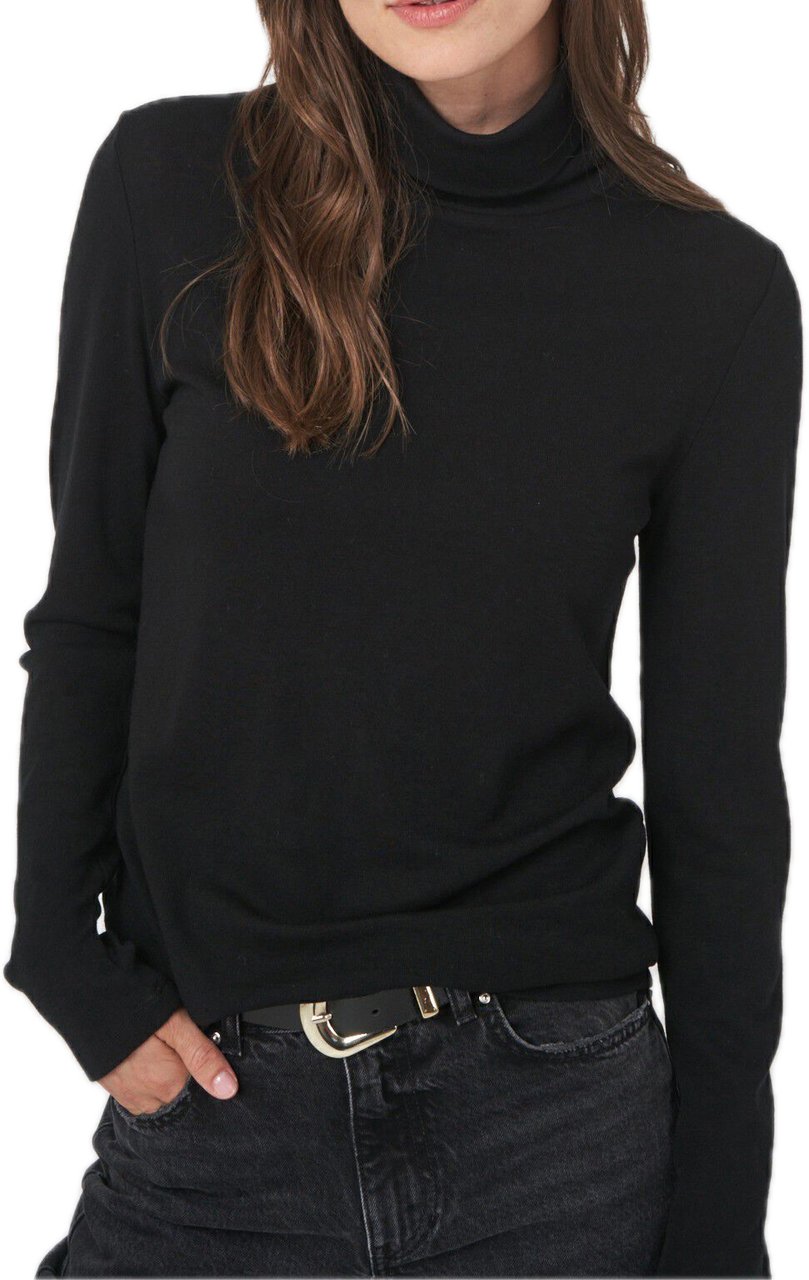 Repeat Cashmere Turtleneck top black Zwart