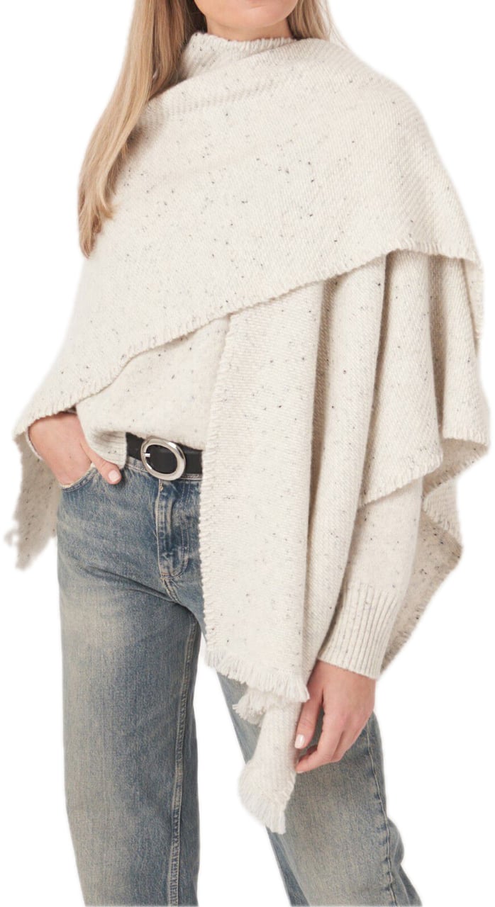 Repeat Cashmere Cashmere poncho snow Grijs