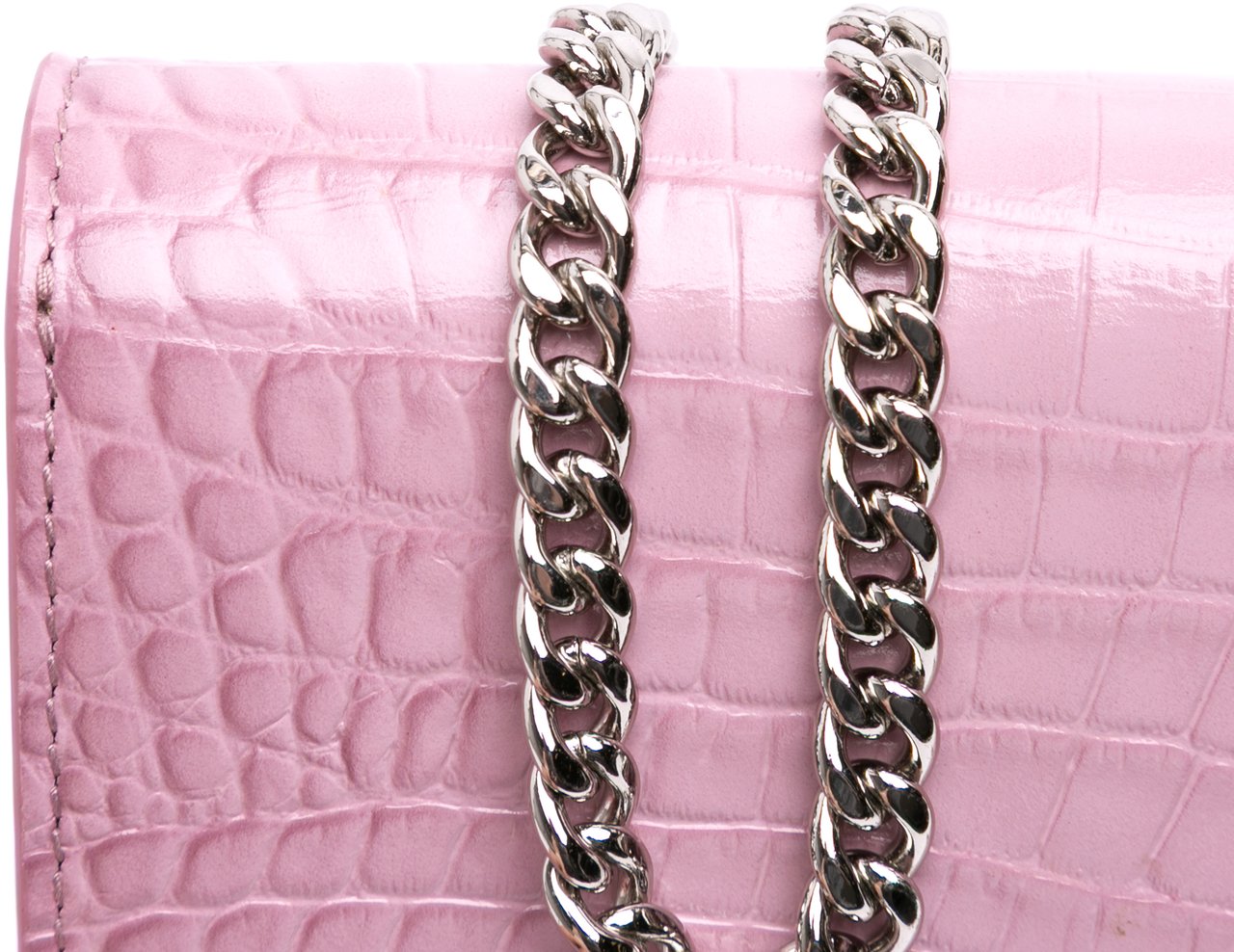 Alexander McQueen Small Crocodile Embossed Calfskin Skull Crossbody Roze