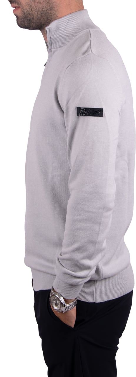 Malelions Malelions Men Knitted Quarter Zip Grijs