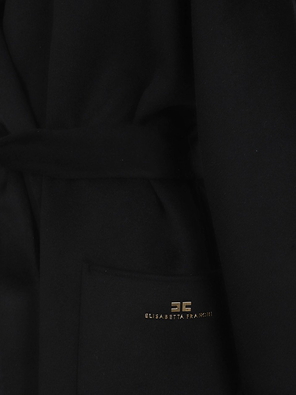 Elisabetta Franchi Cappotto Con Cintura Black Zwart