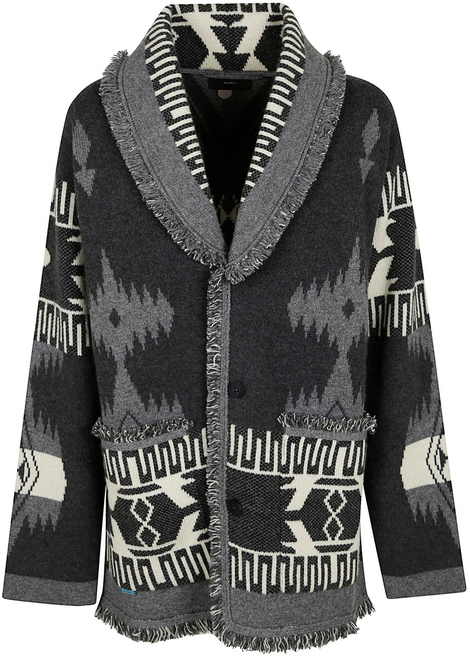 Alanui icon jacquard cardigan Grijs