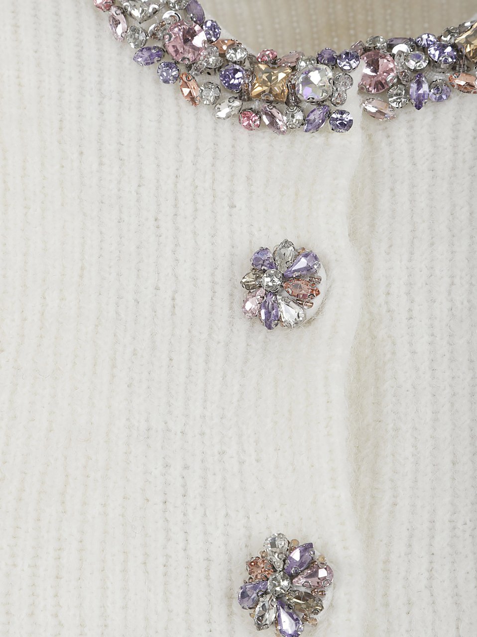 Self-Portrait cream embellished trim cardigan Wit